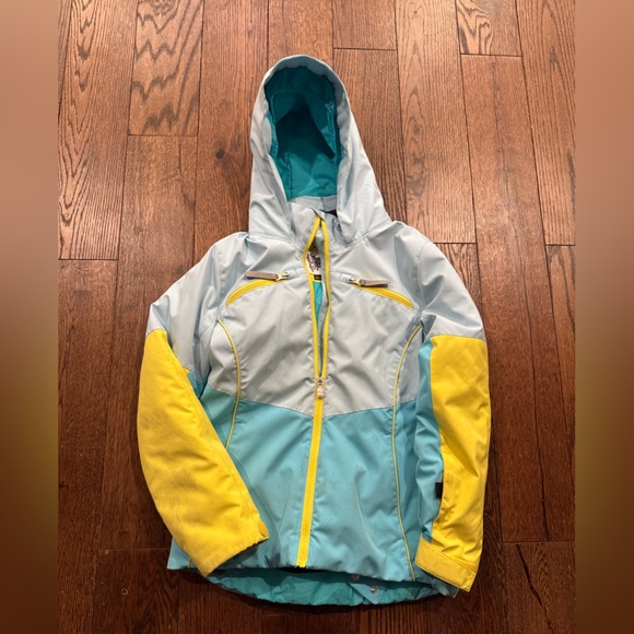 Spyder Yellow and Blue Kids Ski Jacket Size 14